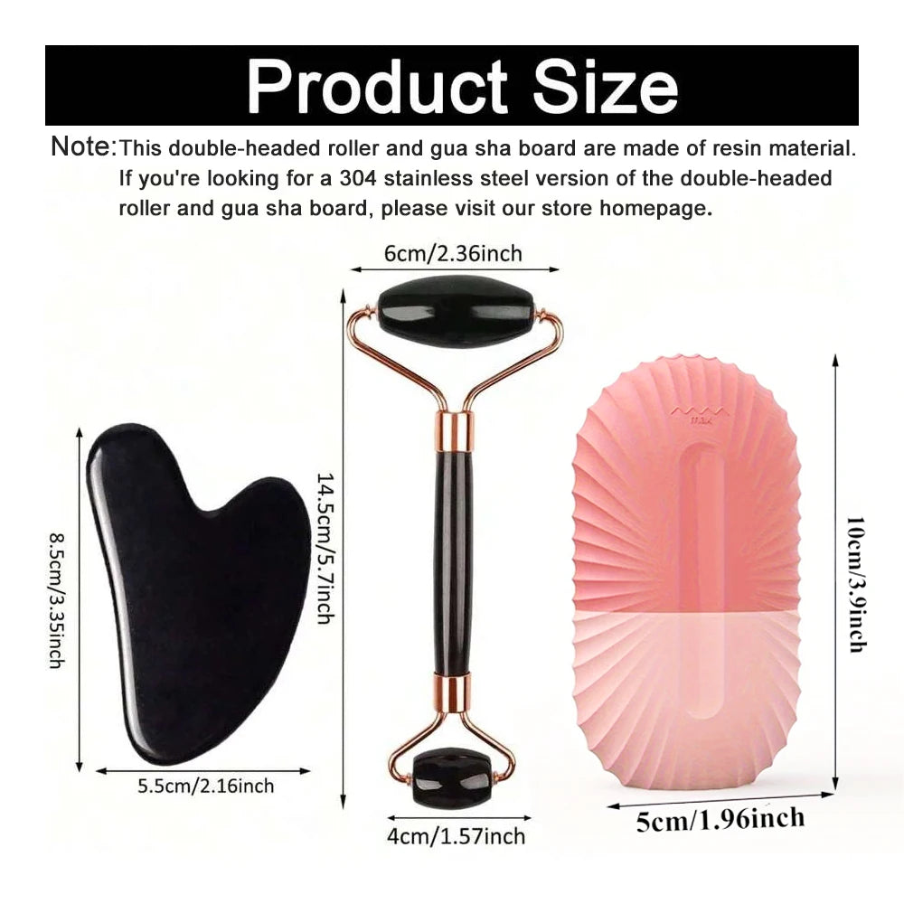Ice Roller & Gua Sha Facial Massage Set — Depuff, Sculpt & Glow